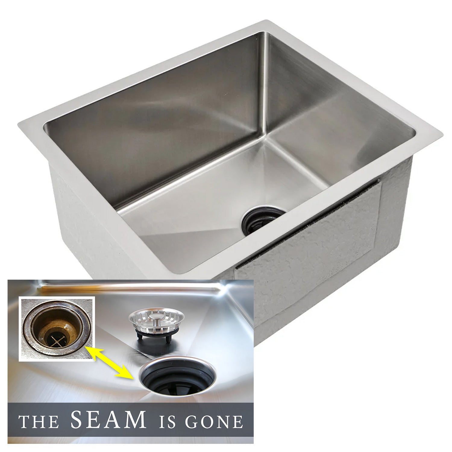 14 inch single basin stainless steel undermount kitchen sink. Small sink for pantry, bar, or prep area.