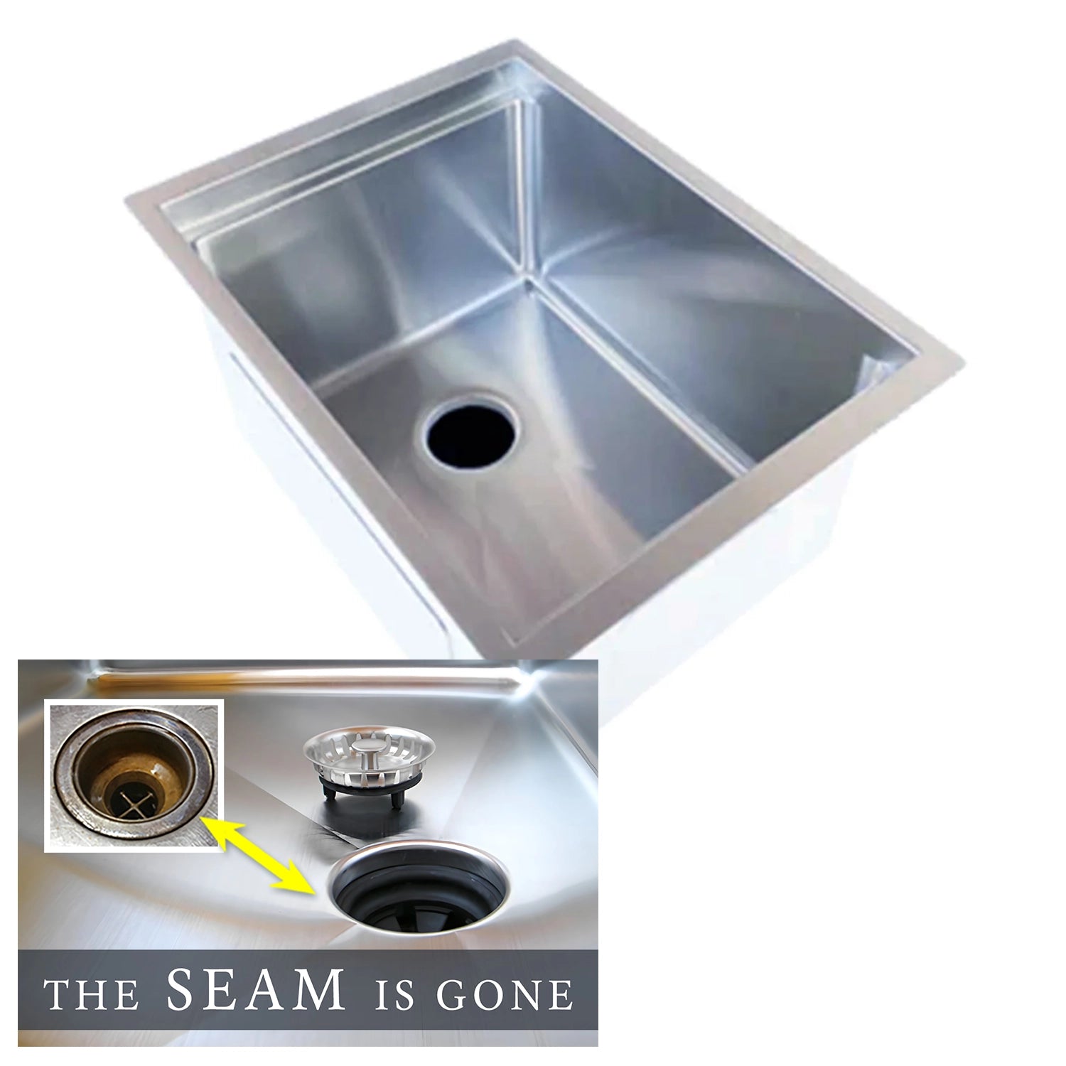 15-inch workstation bar sink with a single bowl, made of 16-gauge stainless steel. Ideal for bar or prep areas with an undermount installation.