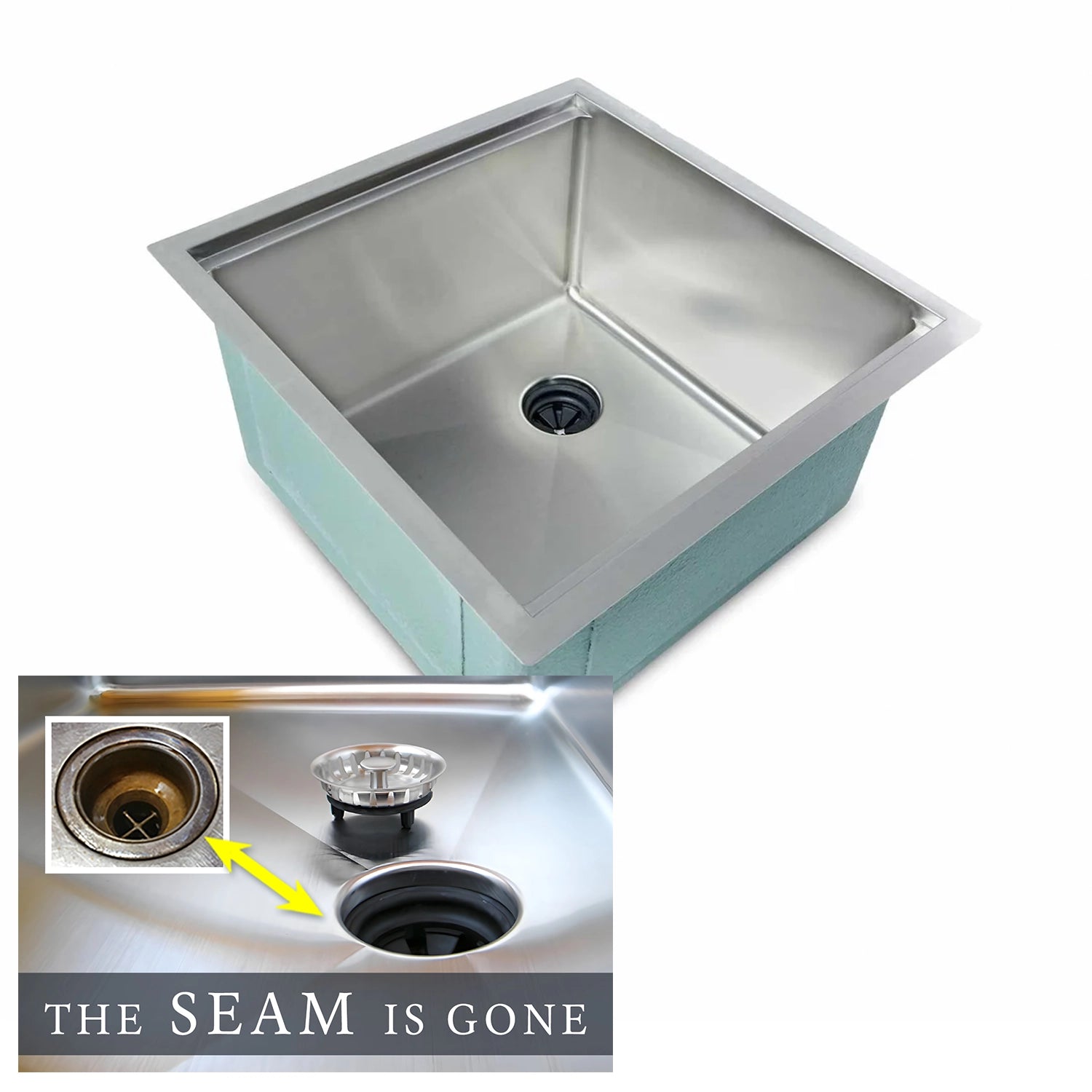 19-inch workstation prep sink with a single bowl and offset drain on the right. Made of 16-gauge stainless steel with an undermount design.