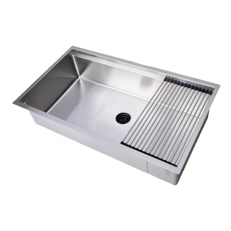 31" Stainless Steel Kitchen Workstation Sink with Middle Center Drain