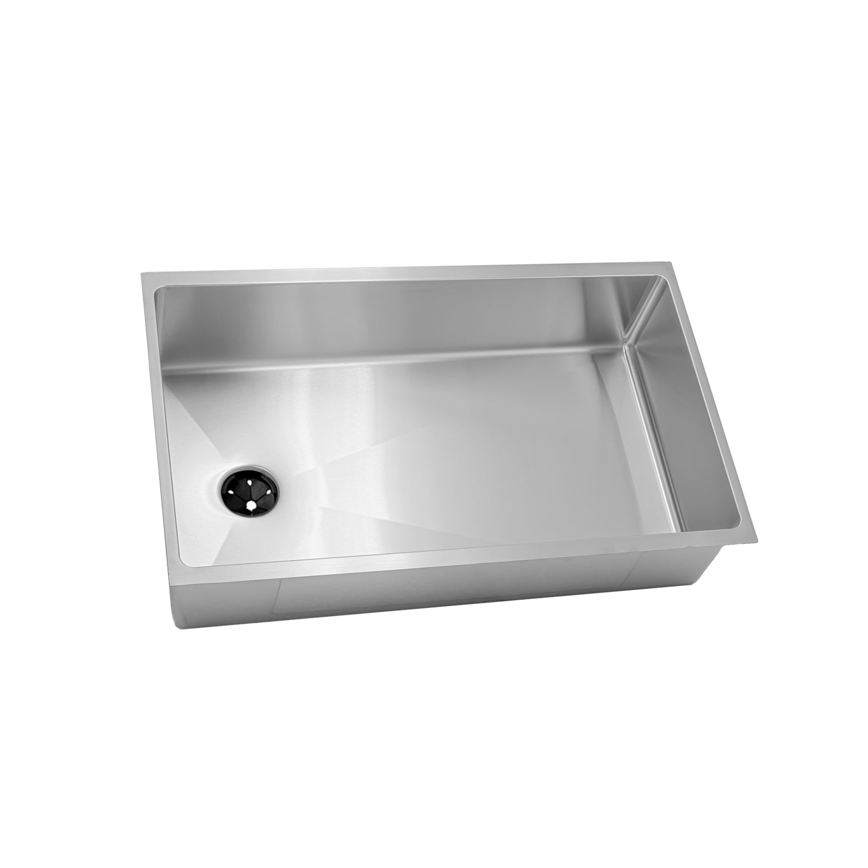 31-inch undermount stainless steel kitchen sink with single bowl and offset reversible drain, featuring an 8-inch depth and sleek modern design.