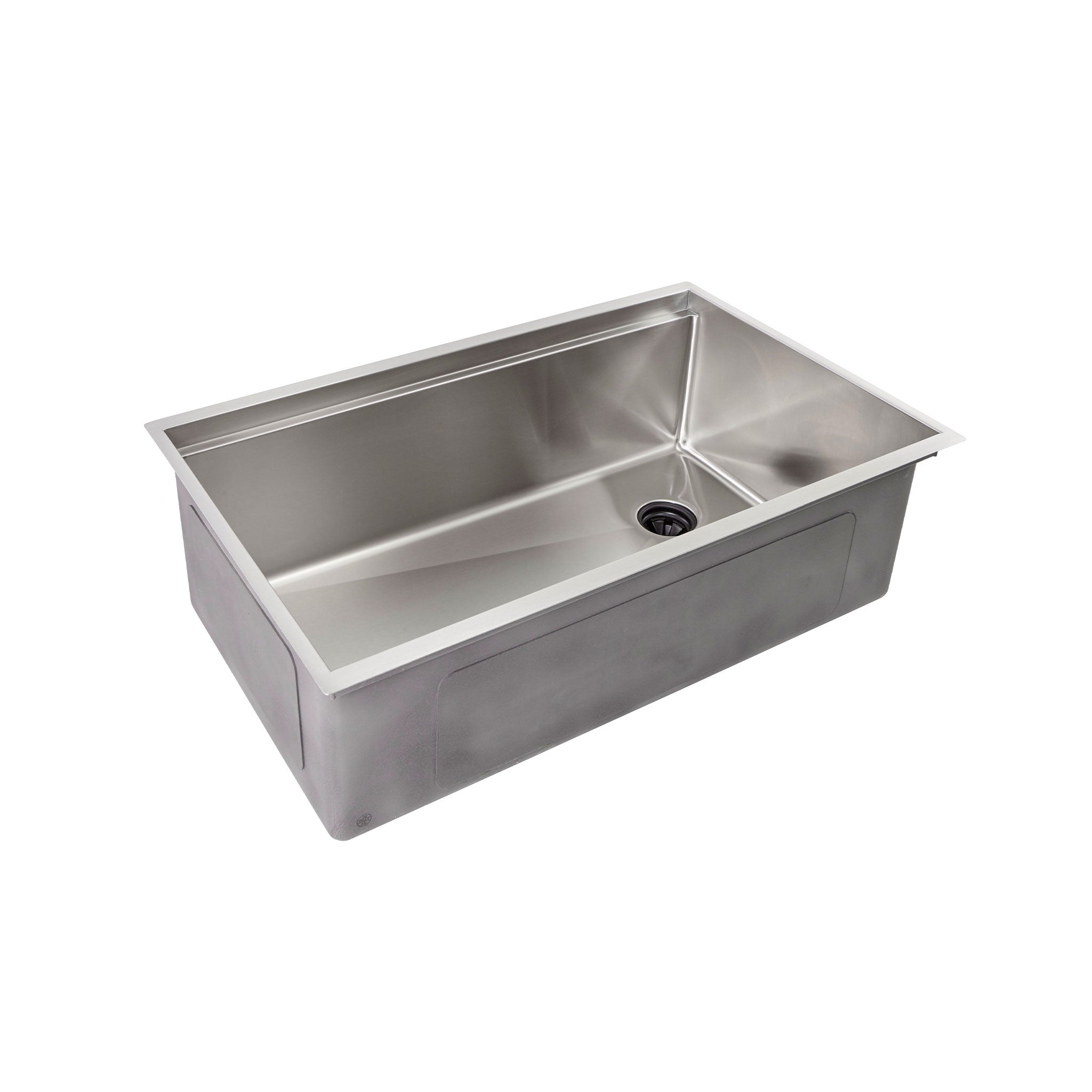 31 inch stainless steel undermount workstation sink. Single bowl kitchen sink with offset drain on the right.