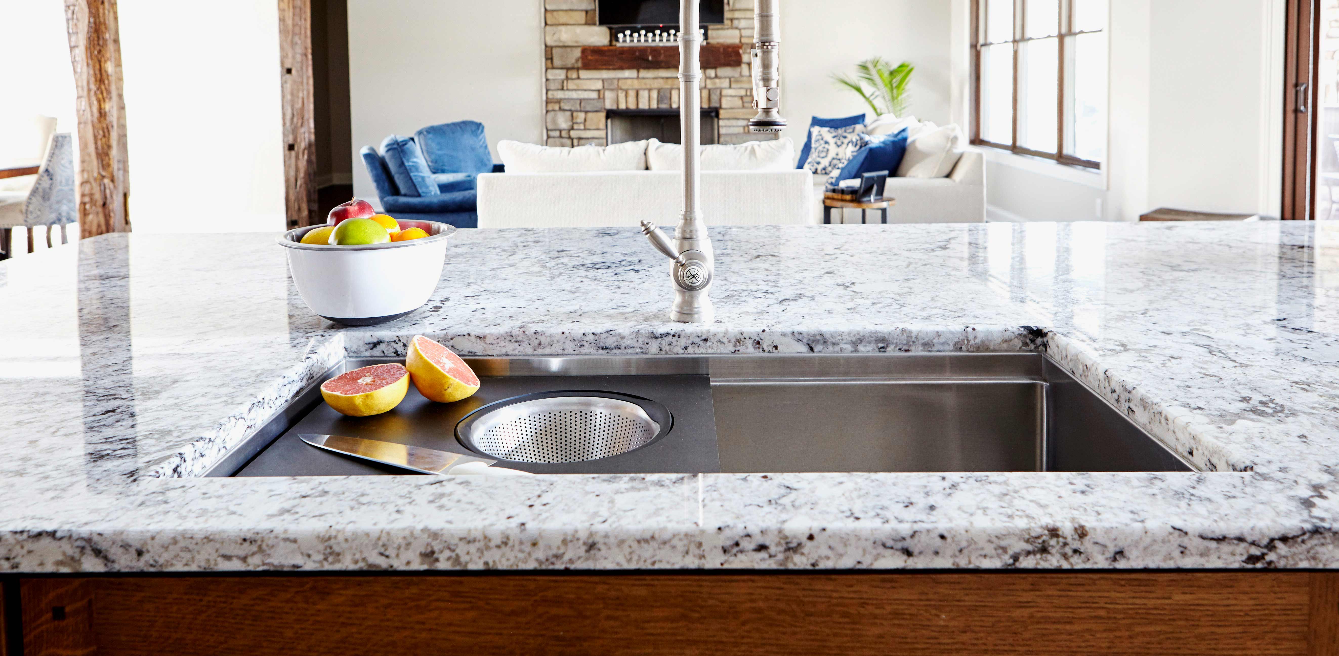 37 inch stainless steel undermount workstation kitchen sink in contemporary rustic home