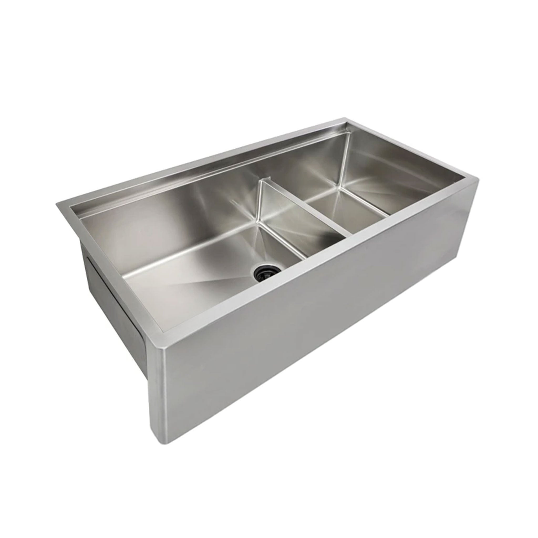 39" Dual Basin Workstation Farmhouse Kitchen Sink With Sink Drains In The Center