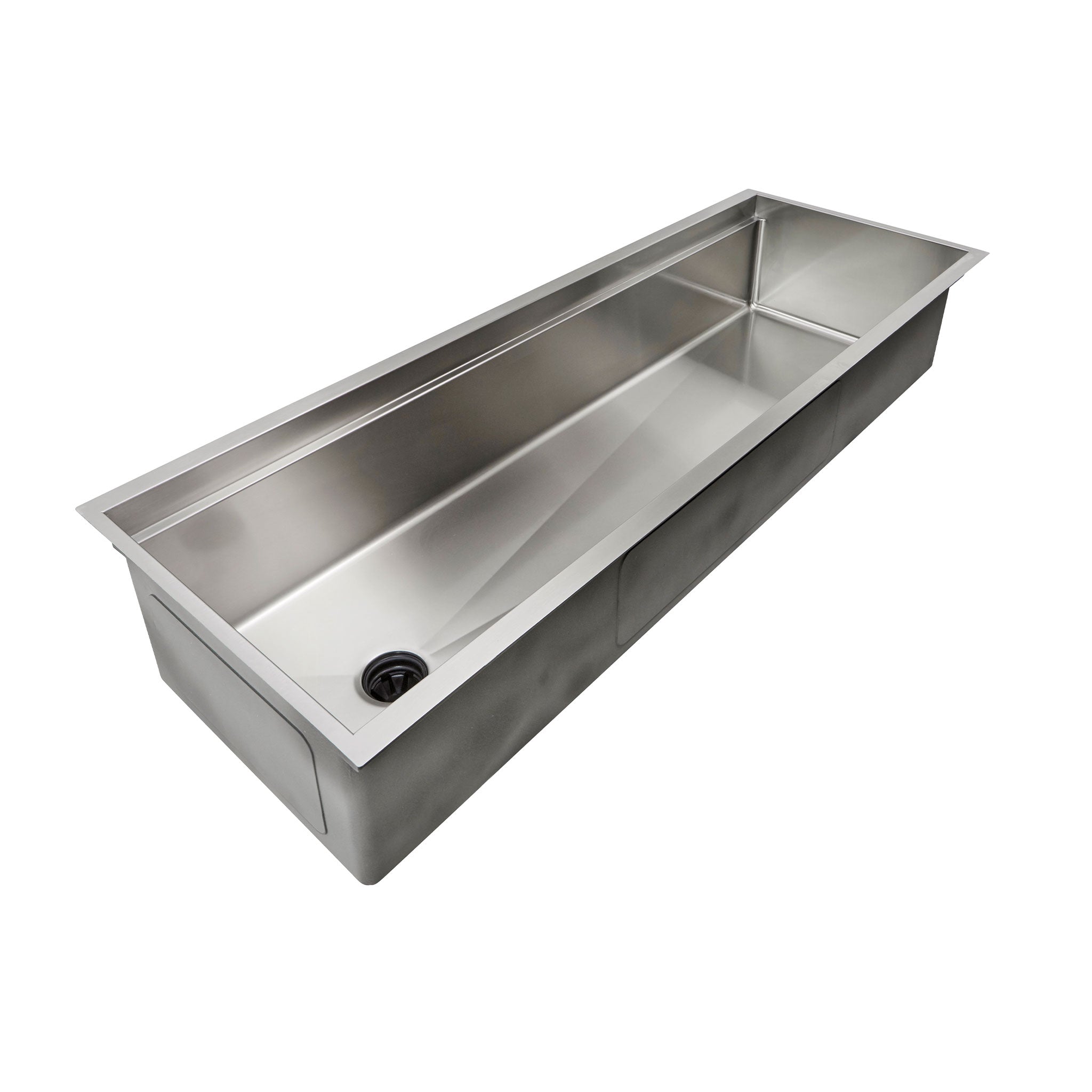 Create Good Sinks 56 inch undermount single bowl workstation kitchen sink. 5 foot single basin sink with offset seamless drain and built in ledge for sink accessories 