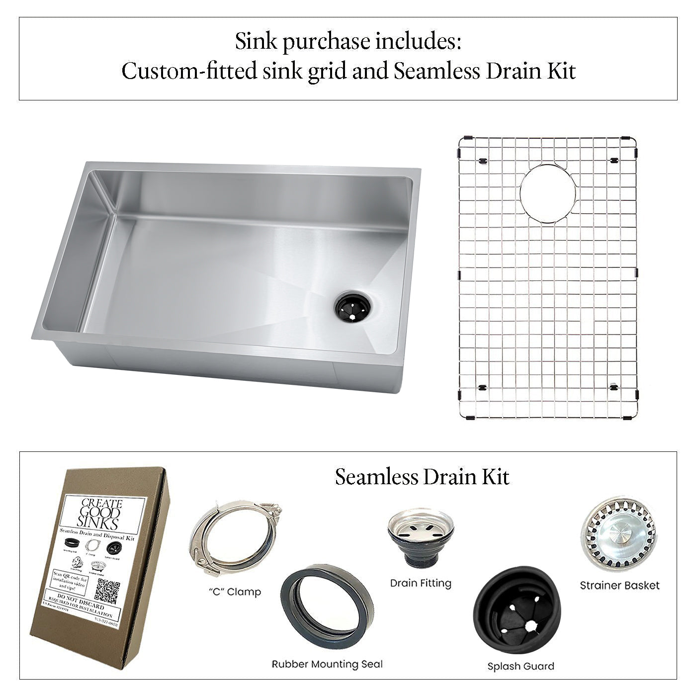 28" Stainless Steel Undermount Kitchen Sink - Single Bowl - Offset Reversible Drain - 8" Depth (5S28c-8)