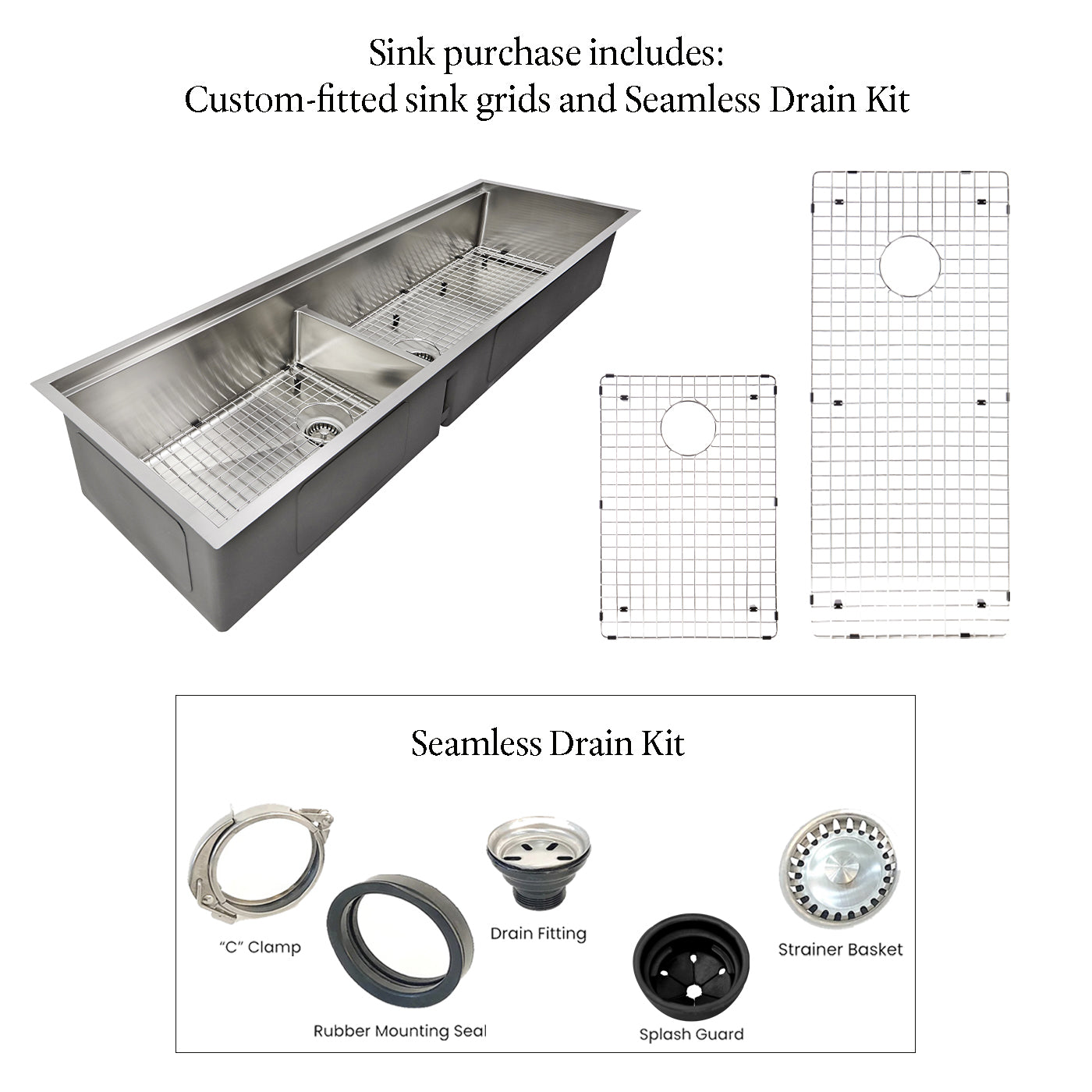 63" Large Workstation Kitchen Sink - Double Bowl - Reversible (5LD63c)