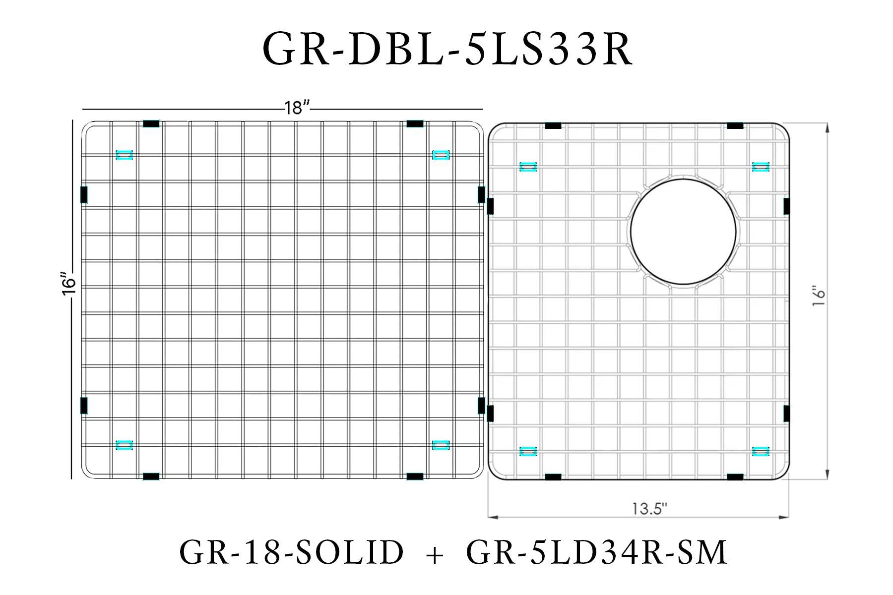 Grid d forimensions double grid option for 33 inch workstation sink with right offset drain (sink model 5LS33R)
