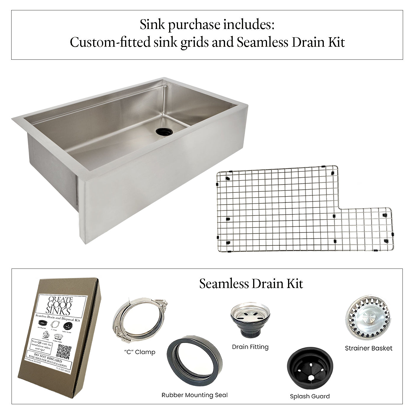 33" Stainless Steel Farmhouse Sink - Apron Front - 8" Depth - Single Bowl - Offset Drain Right (5LAS33R-8)