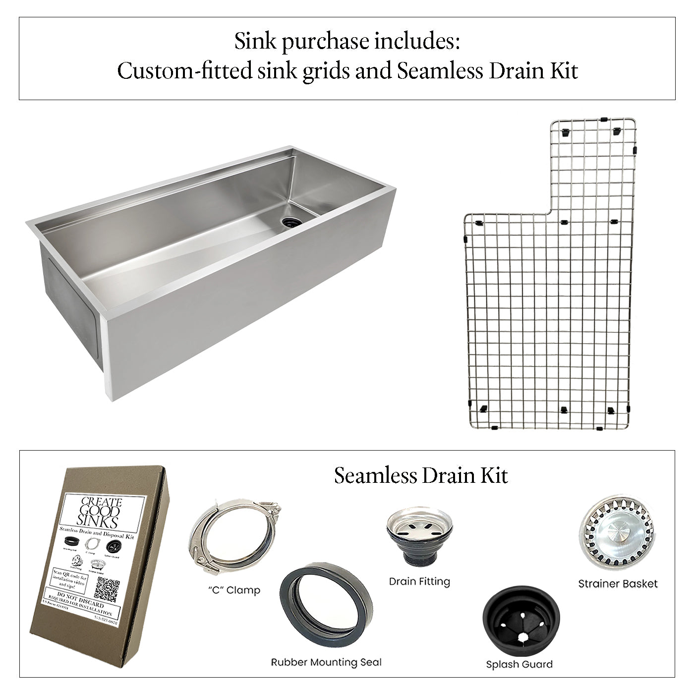 37" Apron Front Workstation Sink – 16 Gauge Stainless Steel Single Bowl – 9" Deep – Offset Drain Right – Seamless Drain (5LAS37R-9)