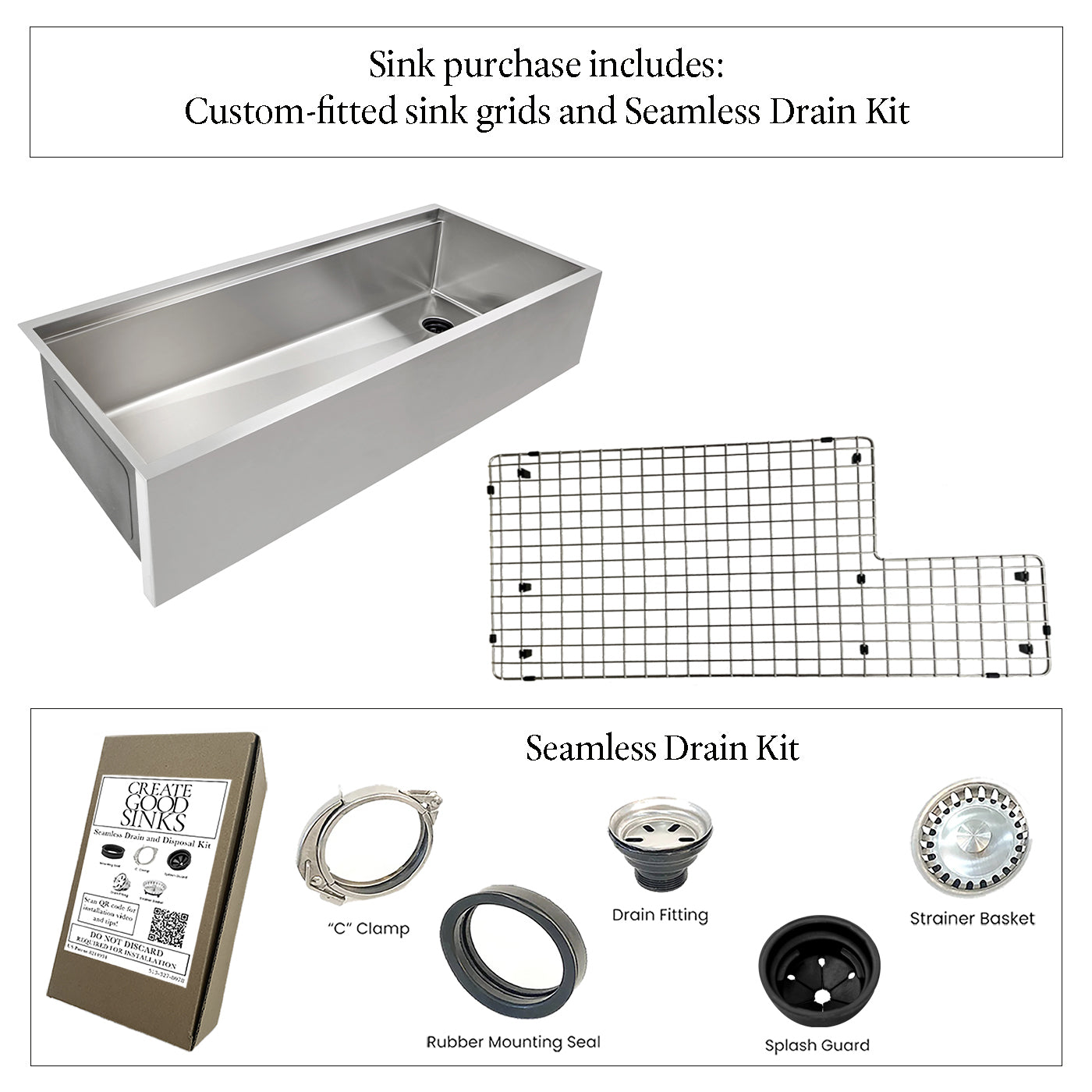 46" Stainless Steel Farmhouse Sink - Apron Front - Single Bowl - Offset Drain Right (5LAS46R)