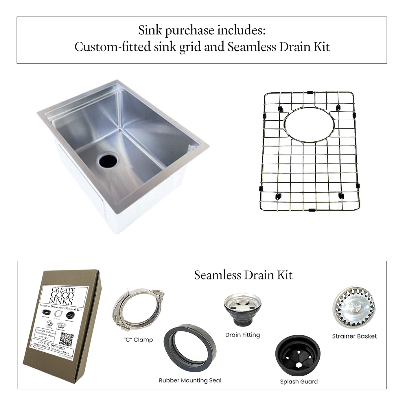 15" Undermount Workstation Prep Sink – 16 Gauge Stainless Steel Single Bowl – 10" Deep – Seamless Drain (5LS15)