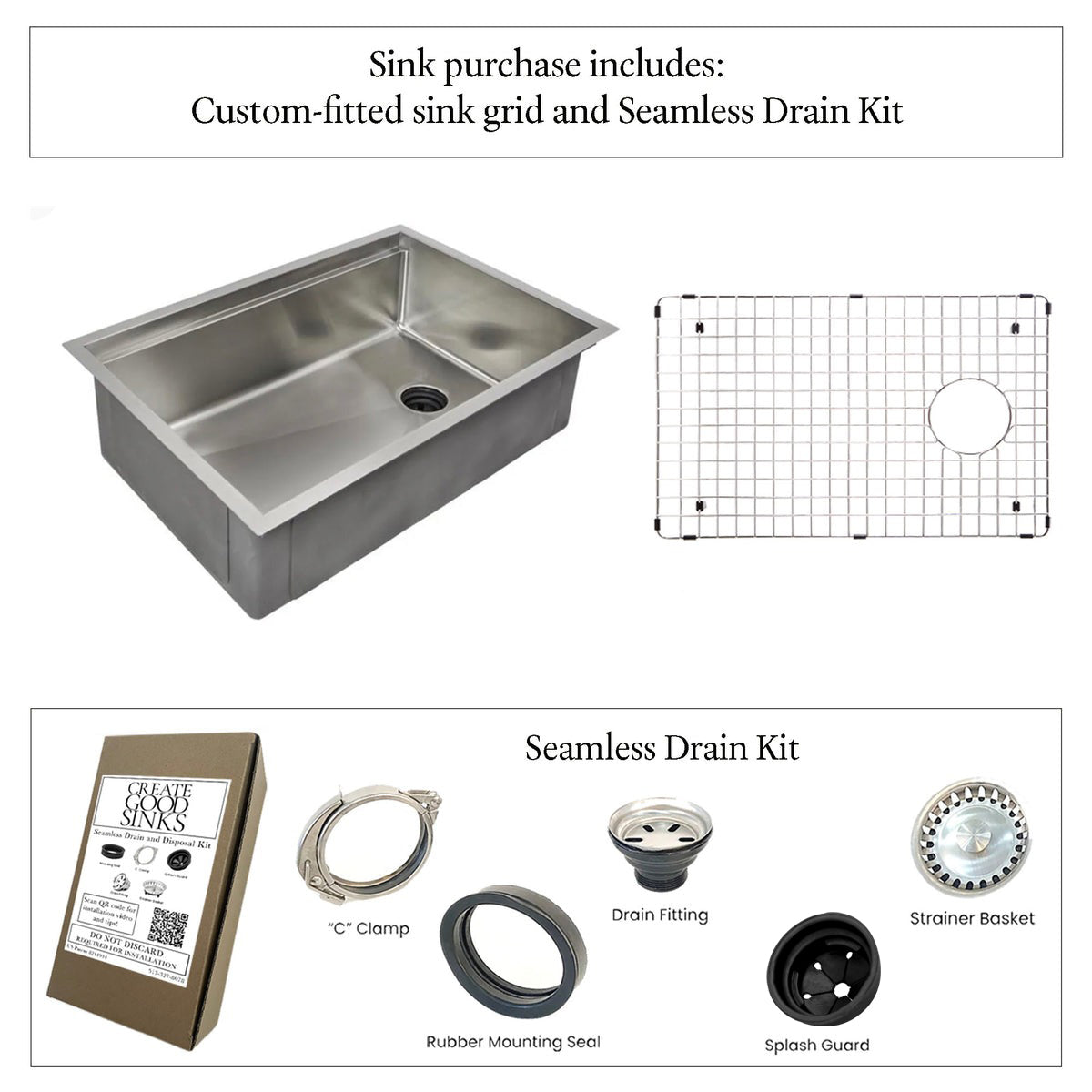 33" Workstation Kitchen Sink - 10" Depth - Single Bowl - Reversible (5LS33c-10)