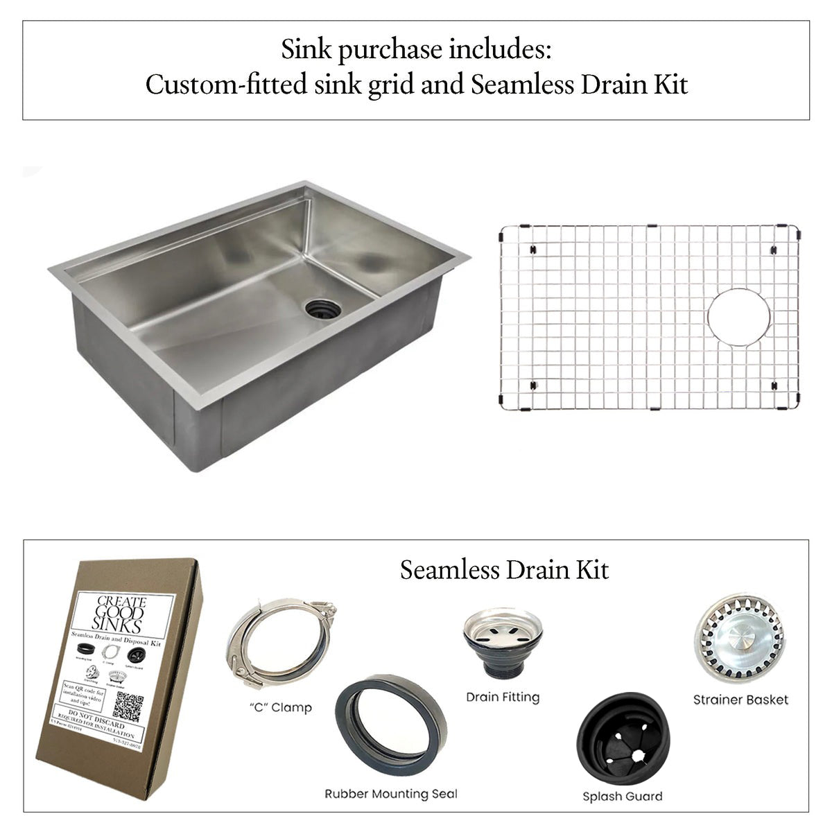 33" Undermount Workstation Sink – 16 Gauge Stainless Steel Single Bowl – 8" Deep – Reversible – Seamless Drain (5LS33c-8)