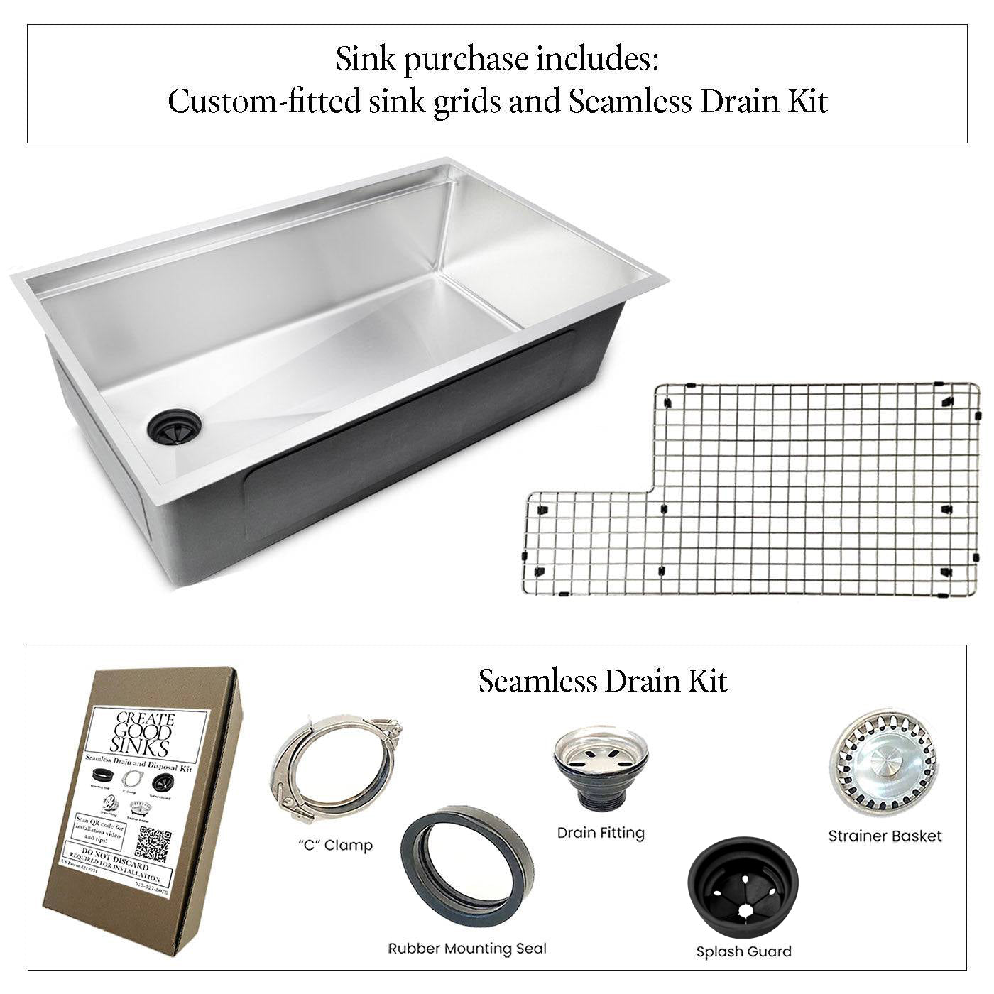 37" Large Workstation Kitchen Sink - Single Bowl - Offset Drain Left (5LS37L)