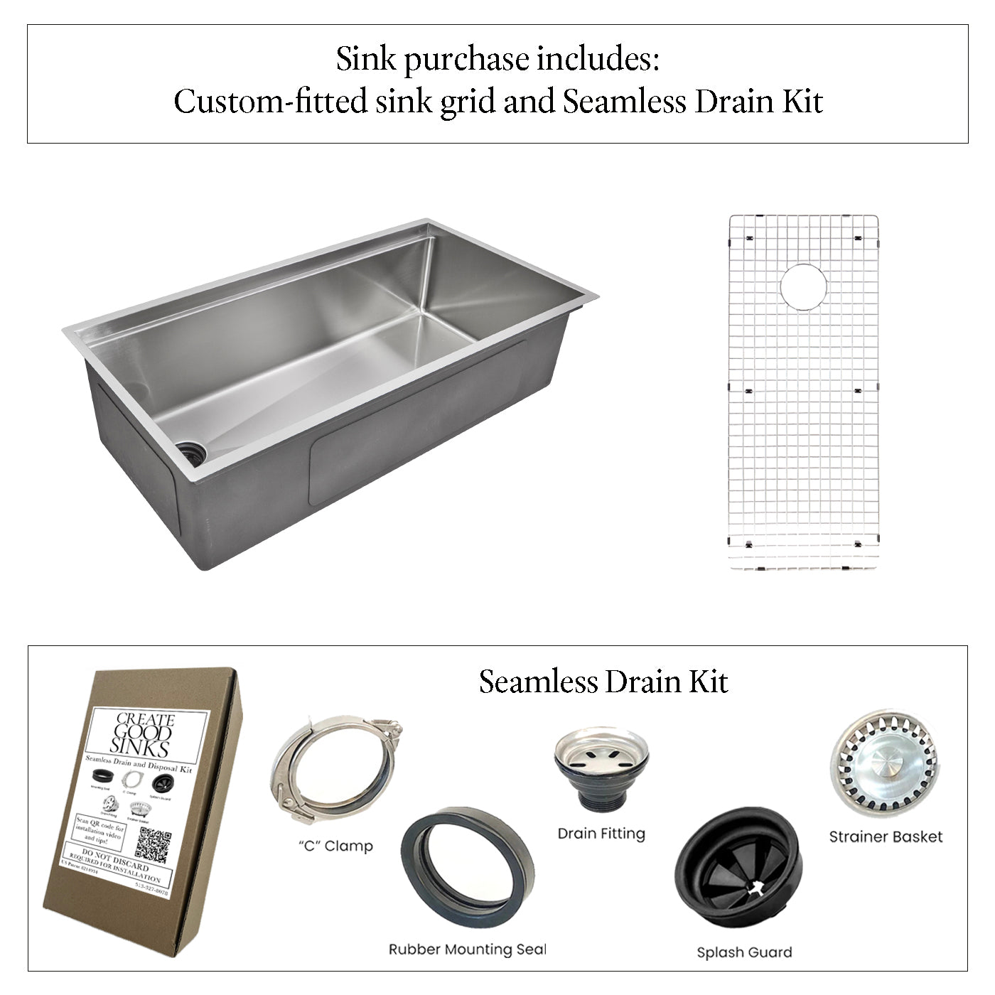40" Large Workstation Kitchen Sink - Single Bowl - Reversible Offset Drain (5LS40c)