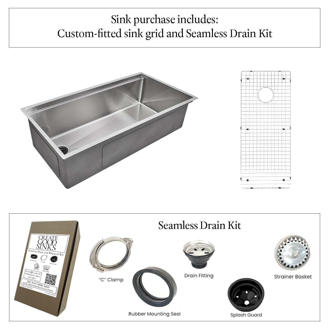 40" Large Workstation Kitchen Sink - Single Bowl - Reversible Offset Drain (5LS40c)