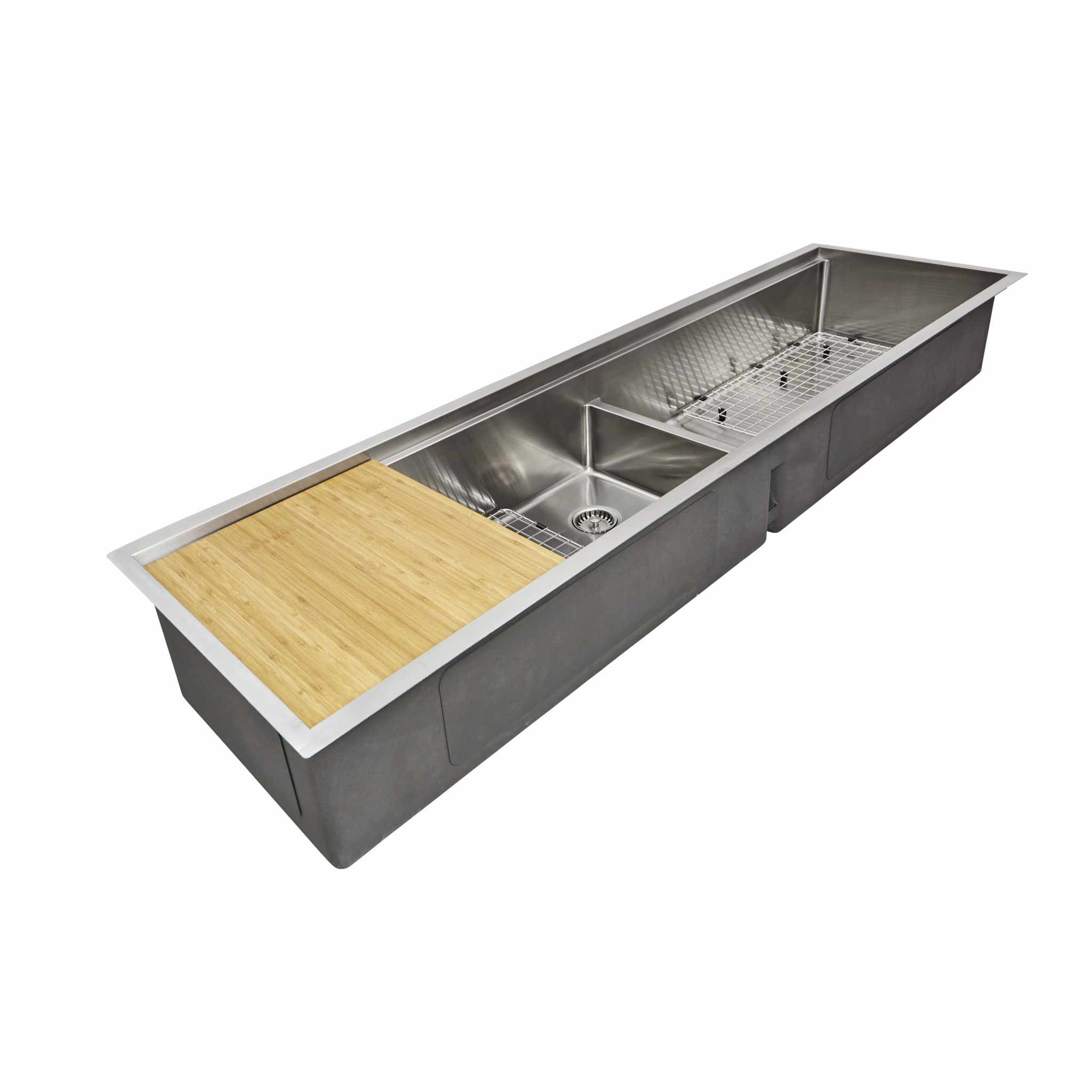 74" Dual Basin Workstation Stainless Steel Kitchen Sink With Custom Ledge Accessoories