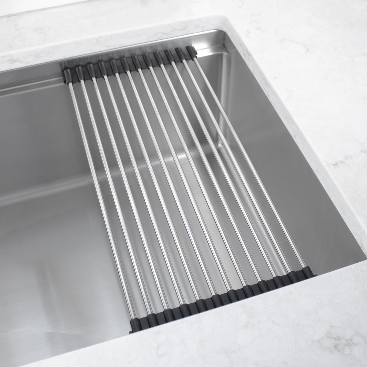 Stainless steel Bars that span an undermount kitchen sink