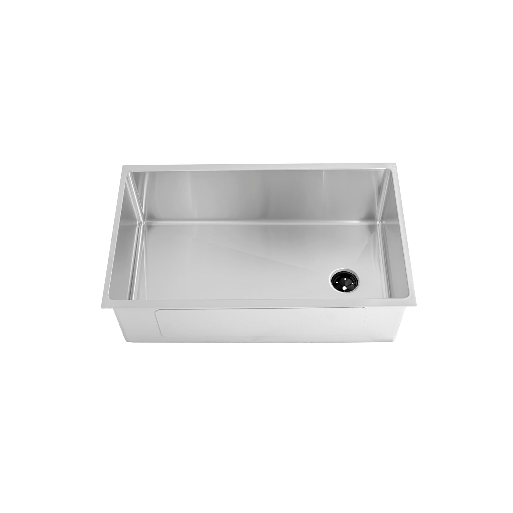 31-inch undermount stainless steel kitchen sink with single bowl and offset reversible drain, featuring a sleek modern design and 10-inch depth.