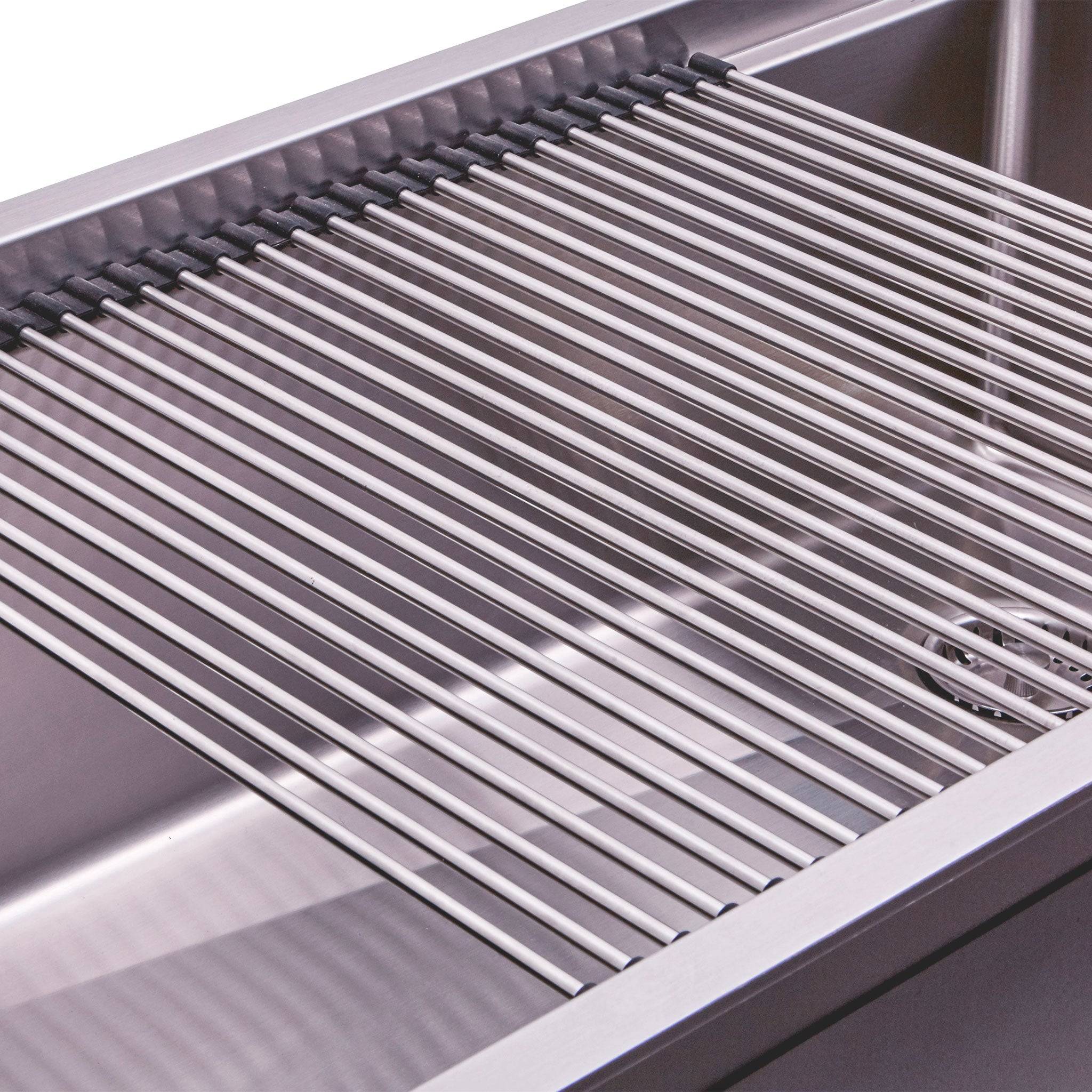 Ledge sink accessory package roll mat colander cutting board grid