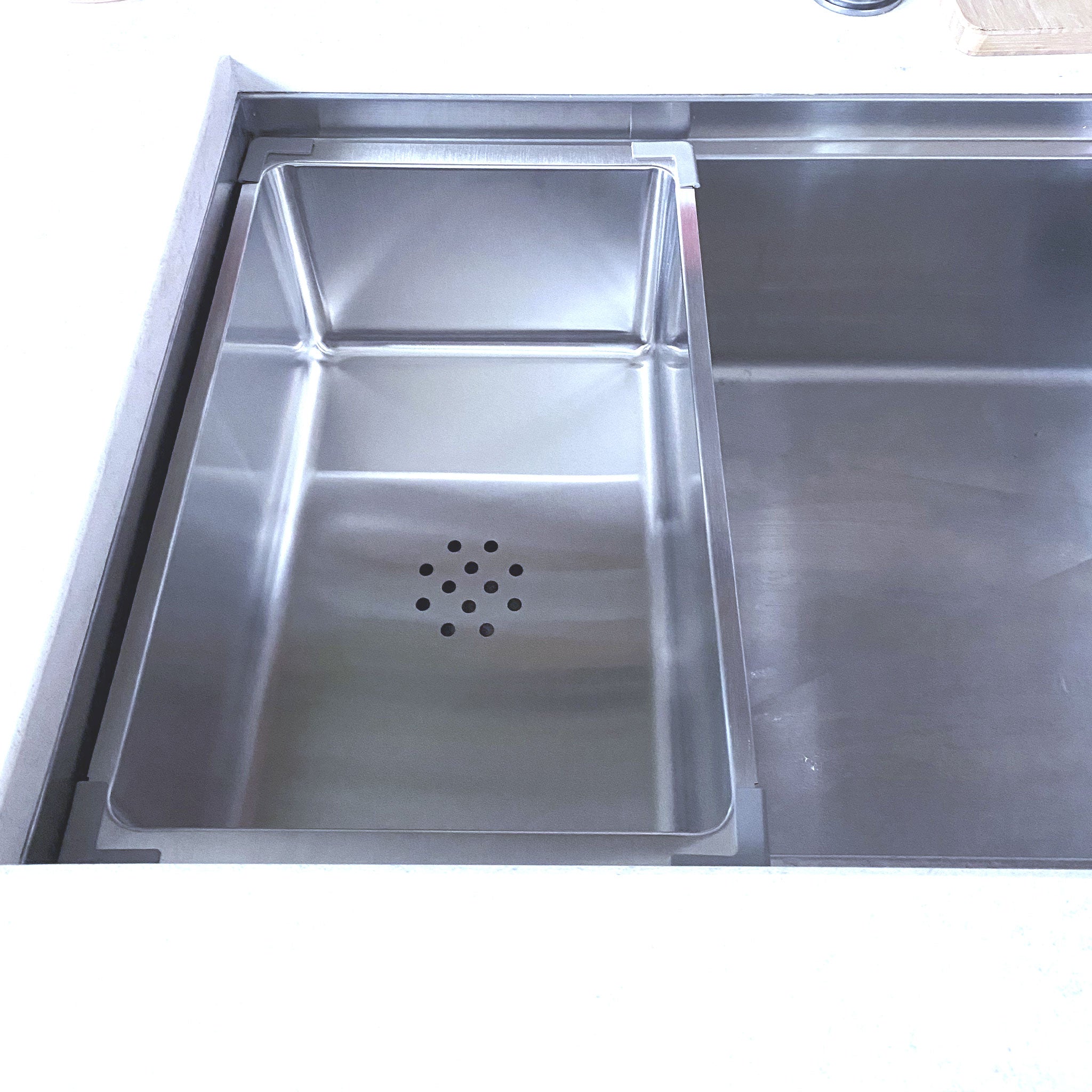 Stainless steel Beverage Tub Accessory for 10 inch deep Workstation Sink from Create Good Sinks