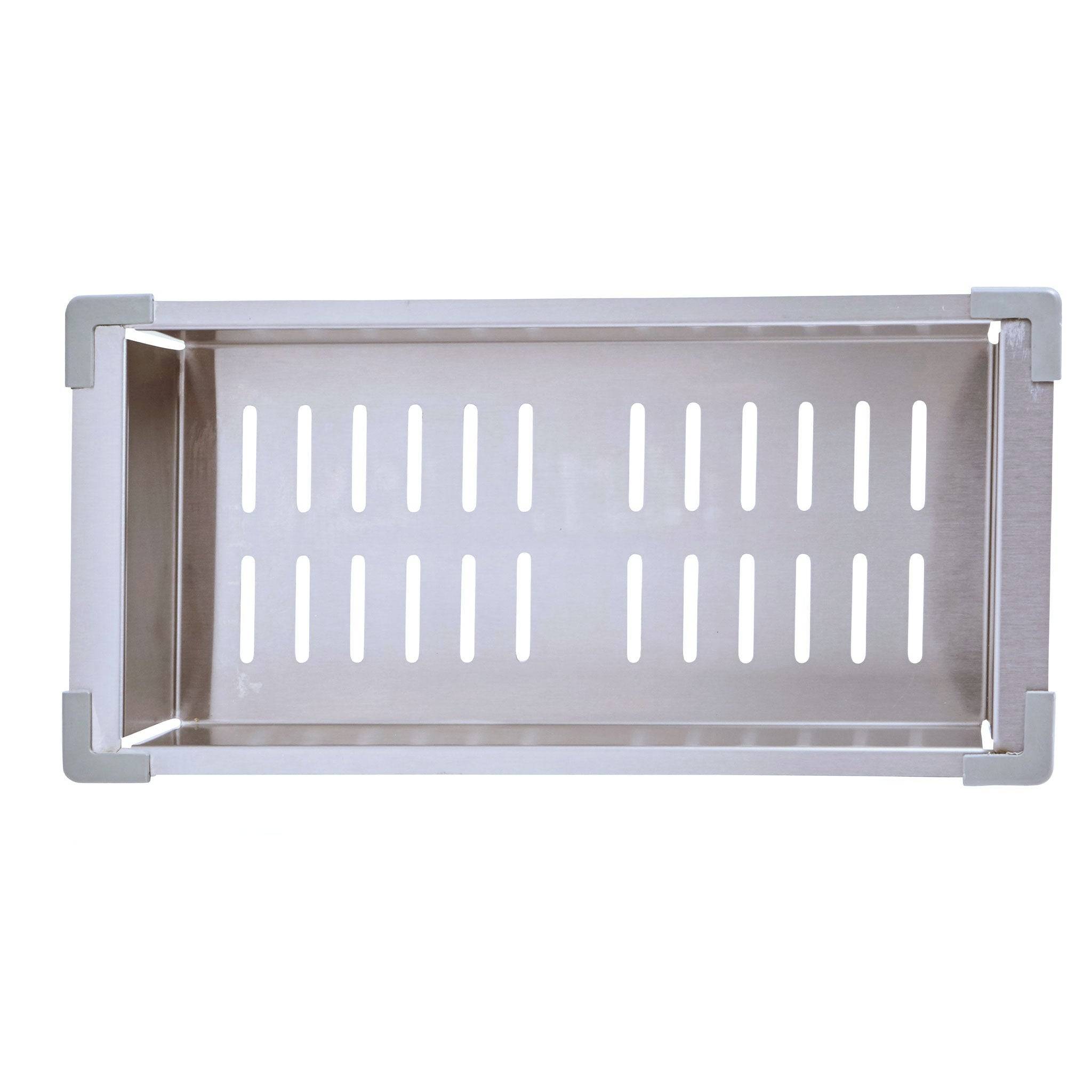 Stainless steel colander accessory for workstation kitchen sink