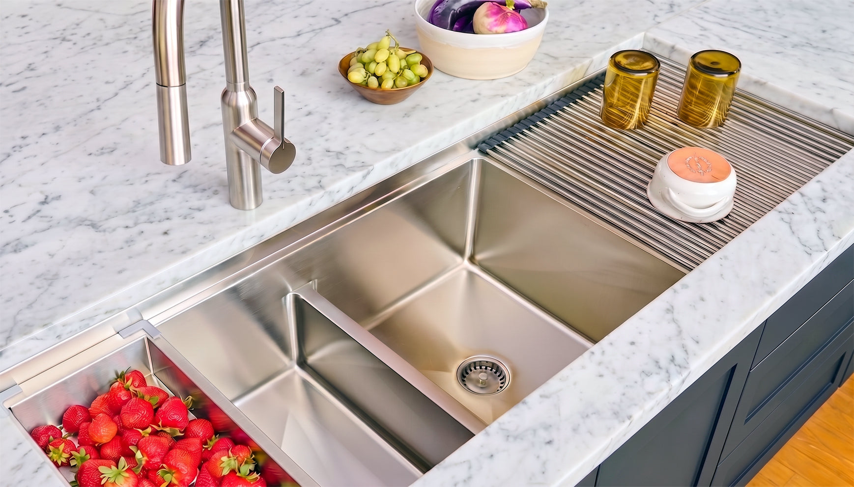 Create Good Sinks large workstation kitchen sink with dual basin workstation sink with sink accessories for cleaning and food prep