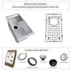 10" Undermount Workstation Prep Sink – 16 Gauge Stainless Steel Single Bowl – 8" Deep – Seamless Drain (5LS10-8)