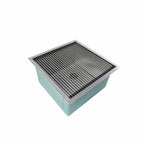 Stainless steel 19-inch workstation prep sink with a roll-up drying rack. Single bowl undermount sink with an offset right drain.