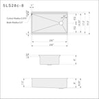 28 inch stainless steel workstation sink with 8 inch depth and offset reversible drain dimensions