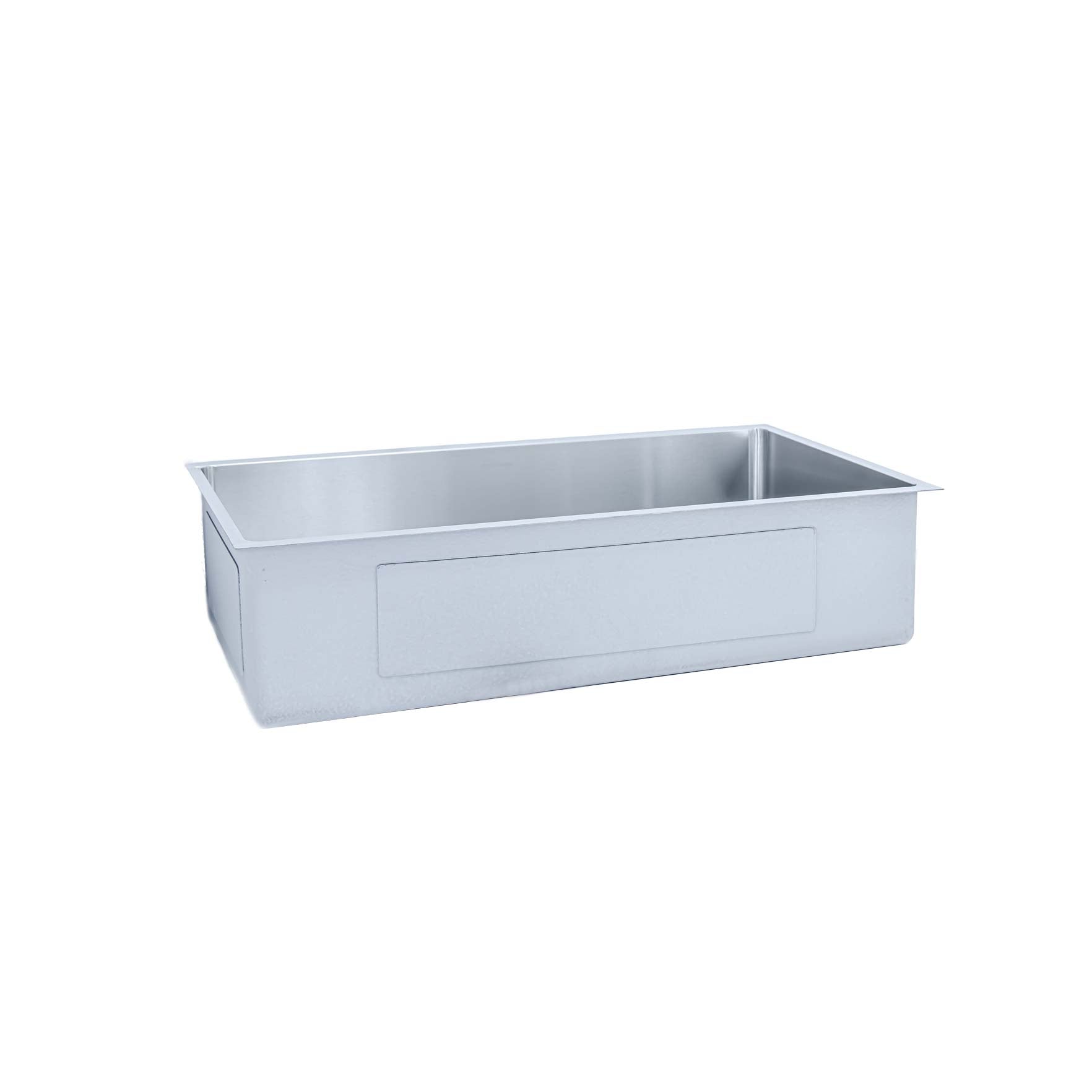 Side view of 31-inch stainless steel undermount kitchen sink, highlighting its durable 16-gauge construction and modern rectangular design.