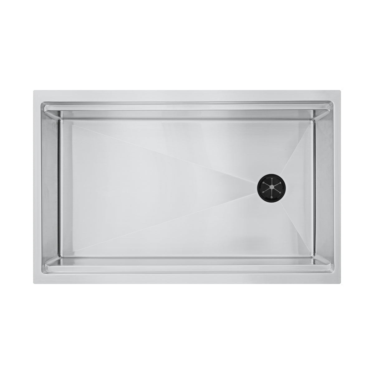 Top-down view of the Create Good Sinks 5LS31C-10 stainless steel workstation kitchen sink.