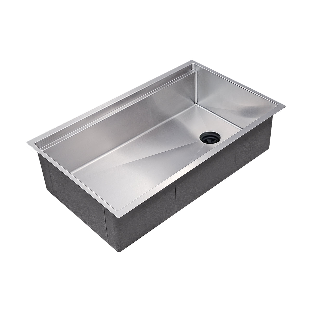 31-inch stainless steel workstation kitchen sink with an 10-inch depth and offset drain. Features a sleek undermount design with a reversible ledge.