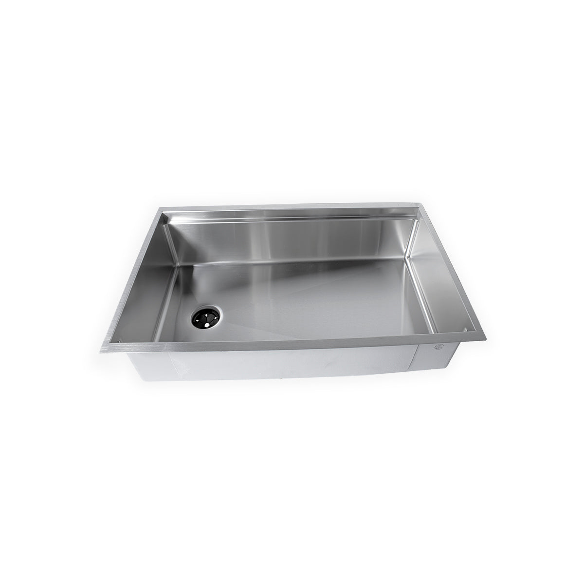 31-inch stainless steel workstation kitchen sink with an 8-inch depth and offset drain. Features a sleek undermount design with a reversible ledge.