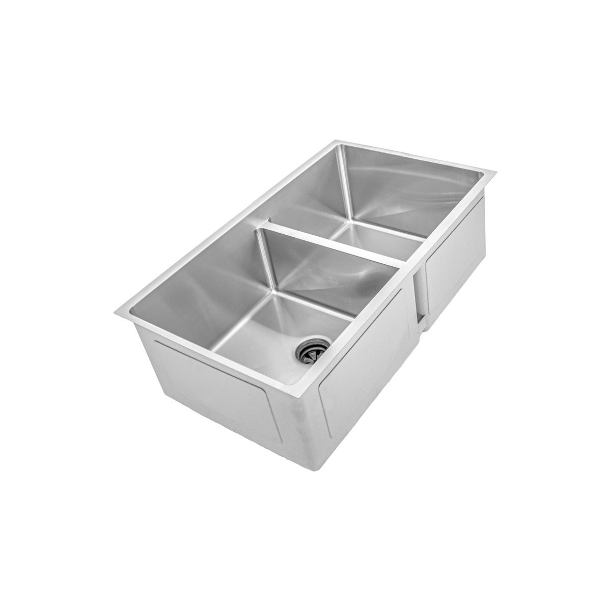 31 inch 16 gauge stainless steel undermount double basin kitchen sink with smart low divide and 60/40 split