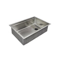 33-inch workstation sink with 8-inch depth, single bowl, and reversible drain. Made of 16-gauge stainless steel for durability and modern design.