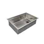 33-inch workstation sink with 8-inch depth, single bowl, and reversible drain. Made of 16-gauge stainless steel for durability and modern design.