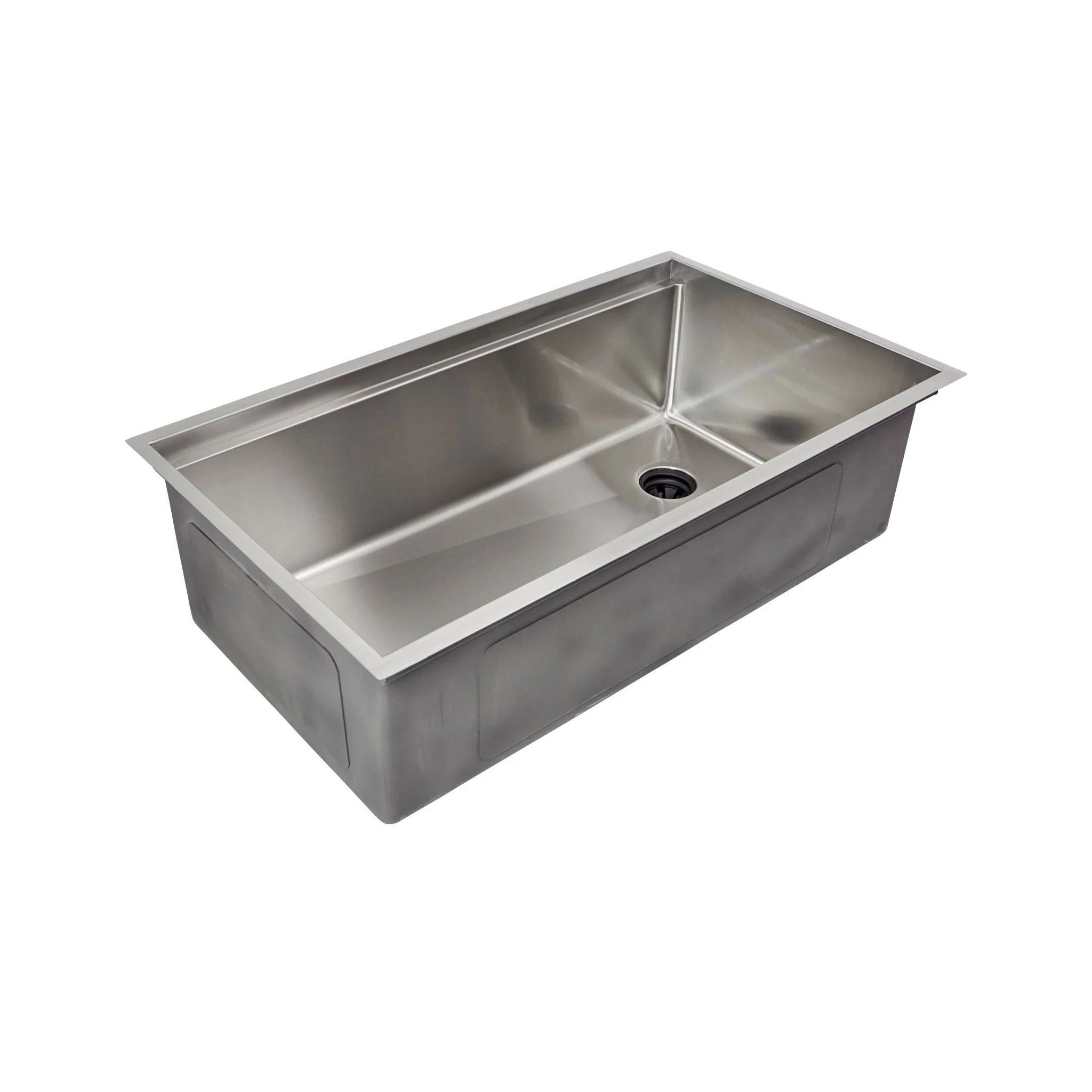 Create Good Sinks’ 33 Inch Workstation sink with a 10 inch depth and underside drain attachment for a seamless drain