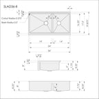 Dimensions of Create Good Sinks 36 inch apron front workstation double bowl sink