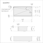 Dimensions of Create Good Sinks' 37 inch farmhouse workstation kitchen sink. High end stainless steel and offset drain right