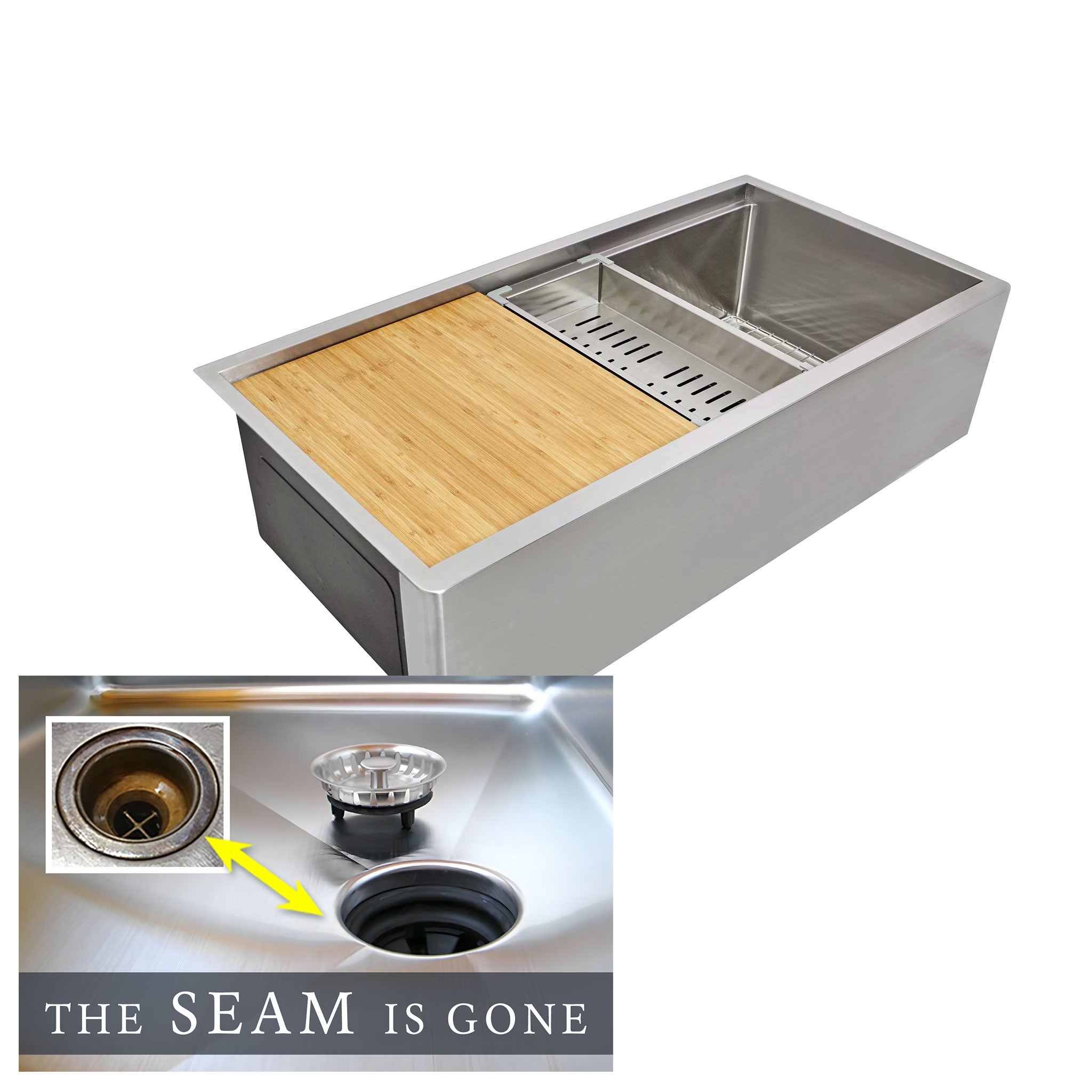 37 inch undermount apron front workstation kitchen sink. Single bowl 16 gauge stainless steel farmhouse sink
