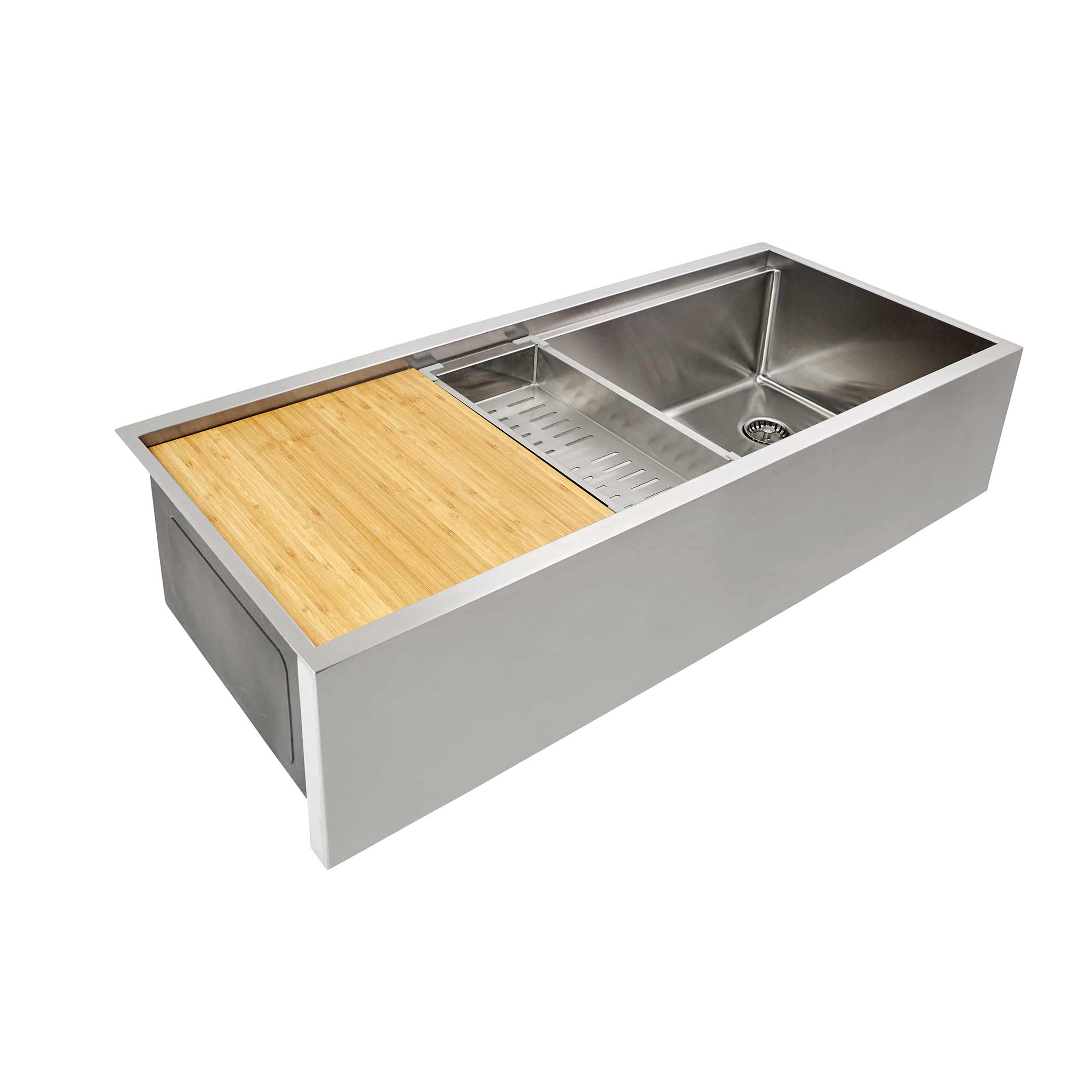46 inch double bowl apron front workstation sink