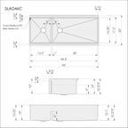 Dimensions of Create Good Sinks' 46 inch double bowl apron front workstation sink. Stainless steel undermount farmhouse sink