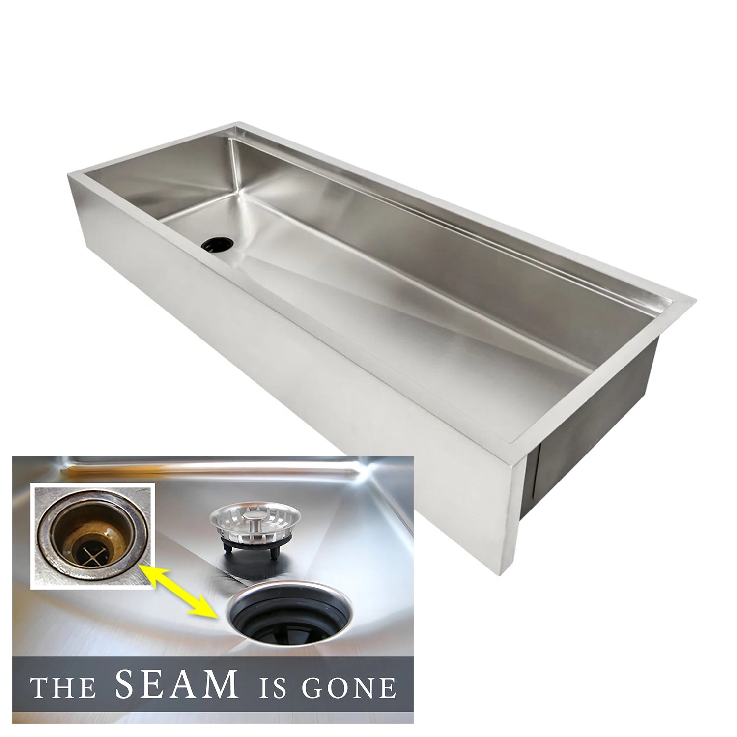 50 inch undermount apron front  workstation sink with offset drain and built in ledge for sink accessories

