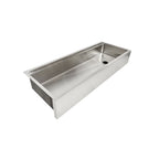 50 inch undermount apron front  workstation sink with offset drain and built in ledge for sink accessories