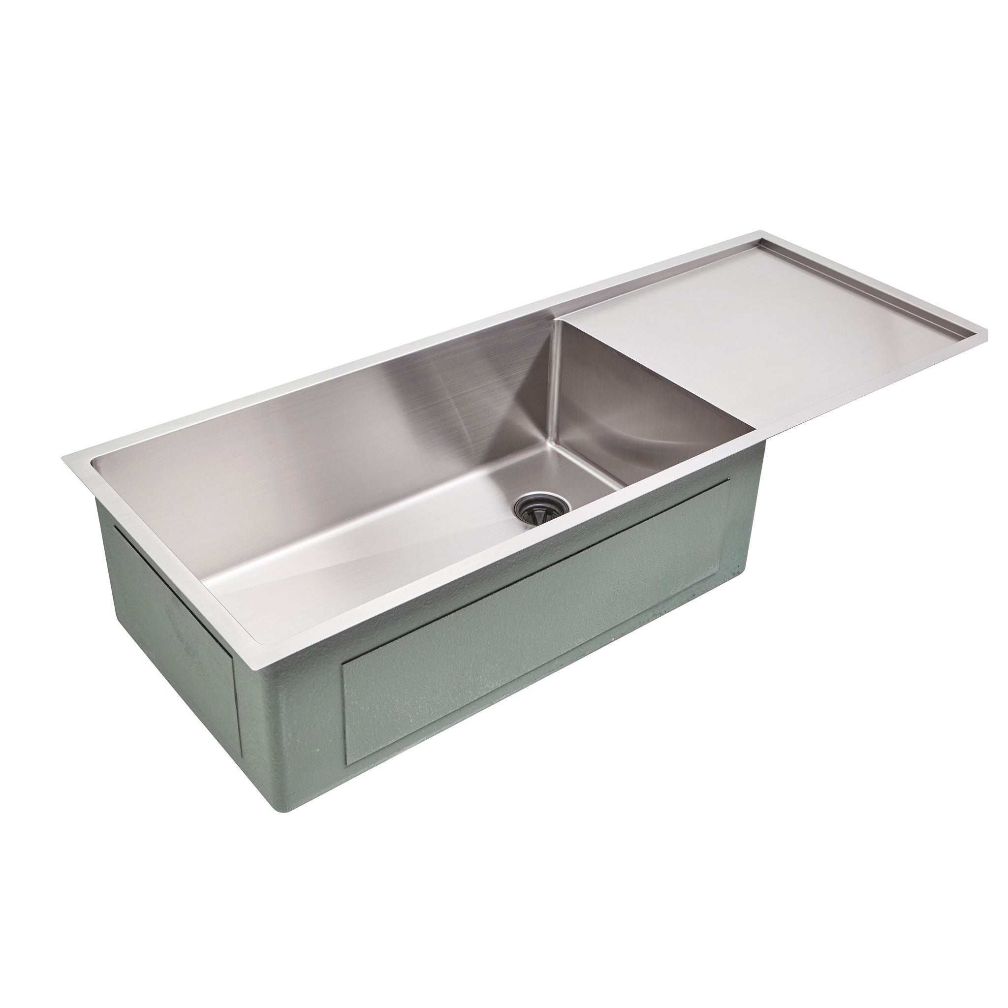 50 inch single bowl classic style stainless steel undermount drainboard kitchen sink with offset drain and reversible design