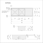 Dimensions of Create Good Sinks' 52" stainless steel undermount double bowl workstation kitchen sink with smart low divider