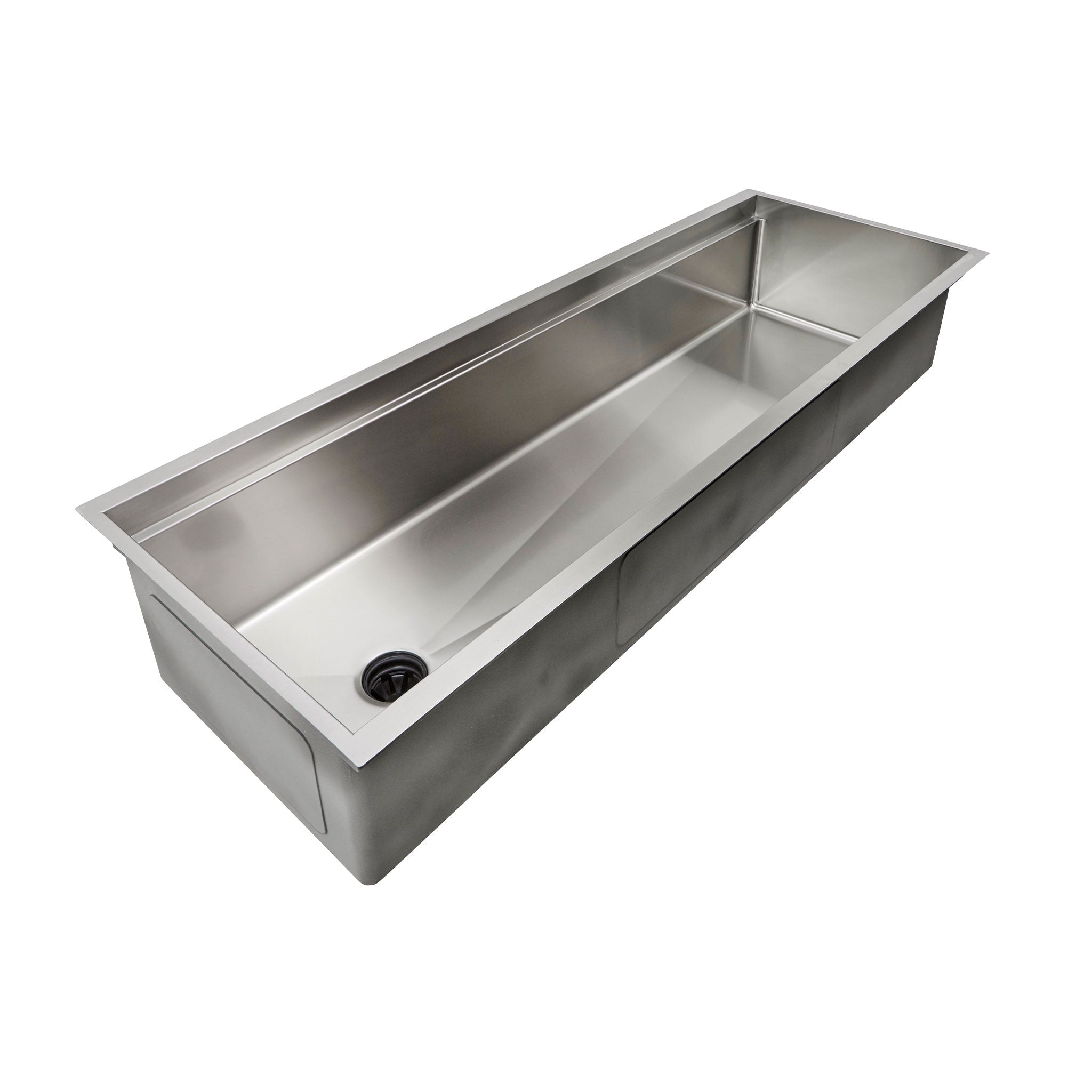 Create Good Sinks 56 inch undermount single bowl workstation kitchen sink. 5 foot single basin sink with offset seamless drain and built in ledge for sink accessories