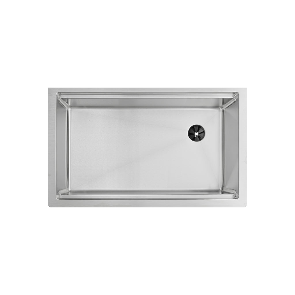 33" Undermount Apron Front Workstation Sink – 16 Gauge Stainless Steel Single Bowl – 8" Deep – Offset Drain Right – Seamless Drain (5LAS33R-8)